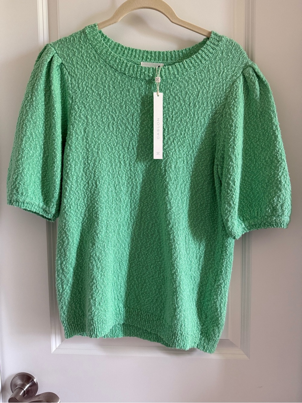 Caslon Textured Puff-Sleeve Knit Top in Mint